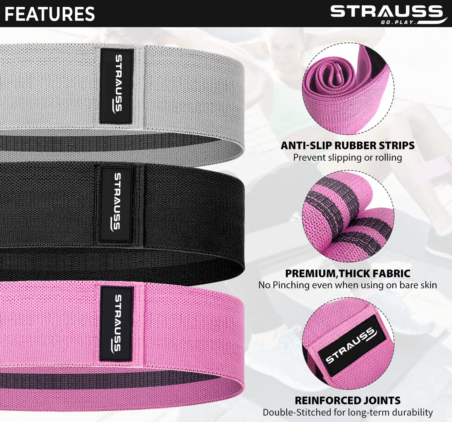 Strauss Fabric Resistance Bands Resistance Loop Bands for