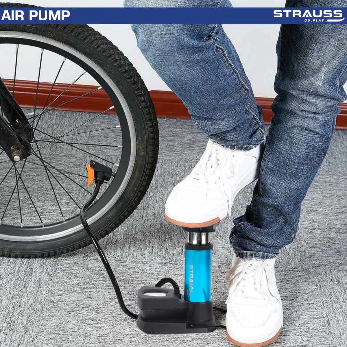 Strauss High Pressure Air Pump - Convenient for car tires