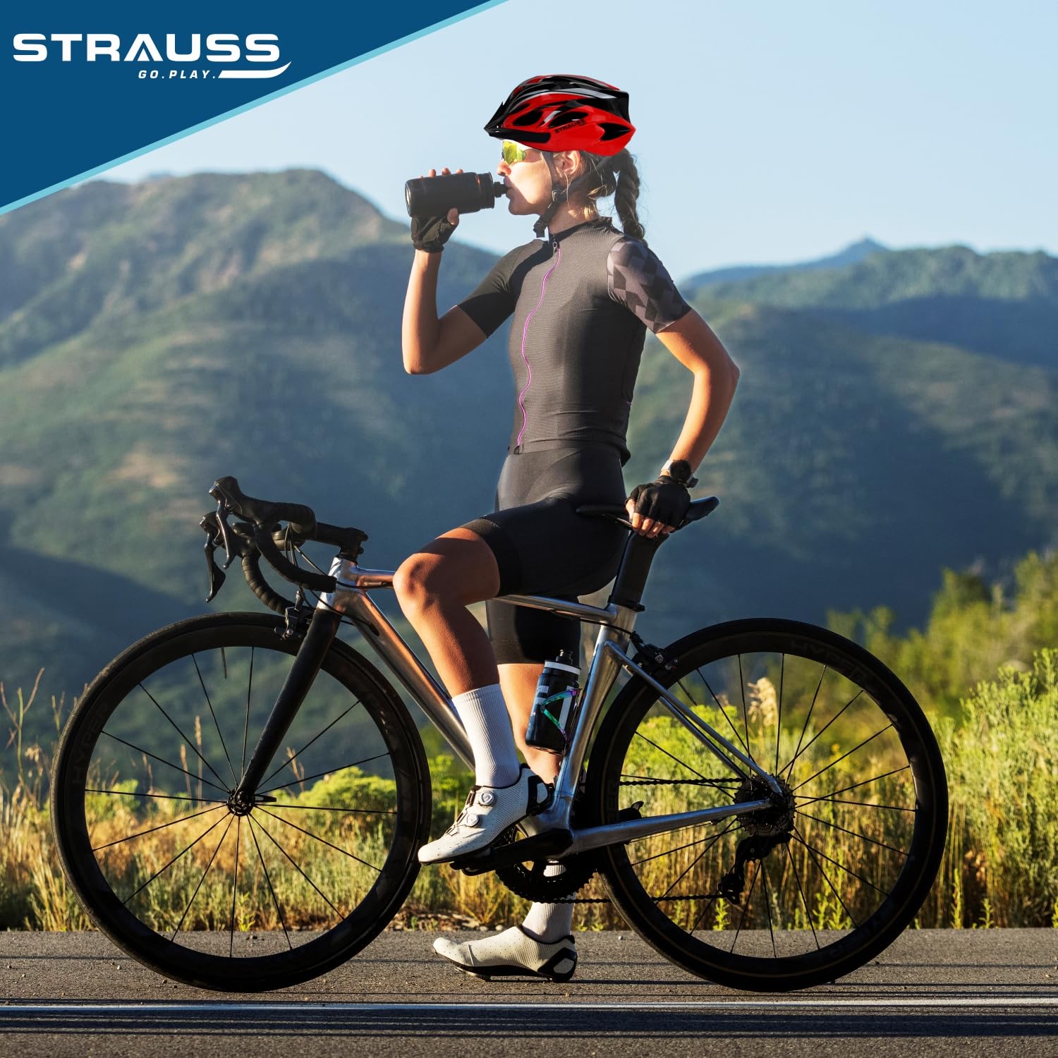 Strauss Adjustable Cycling Helmet with Detachable Visor Light Weight with Superior Ventilation Mountain, Road Bike Skating Helmet Ideal for