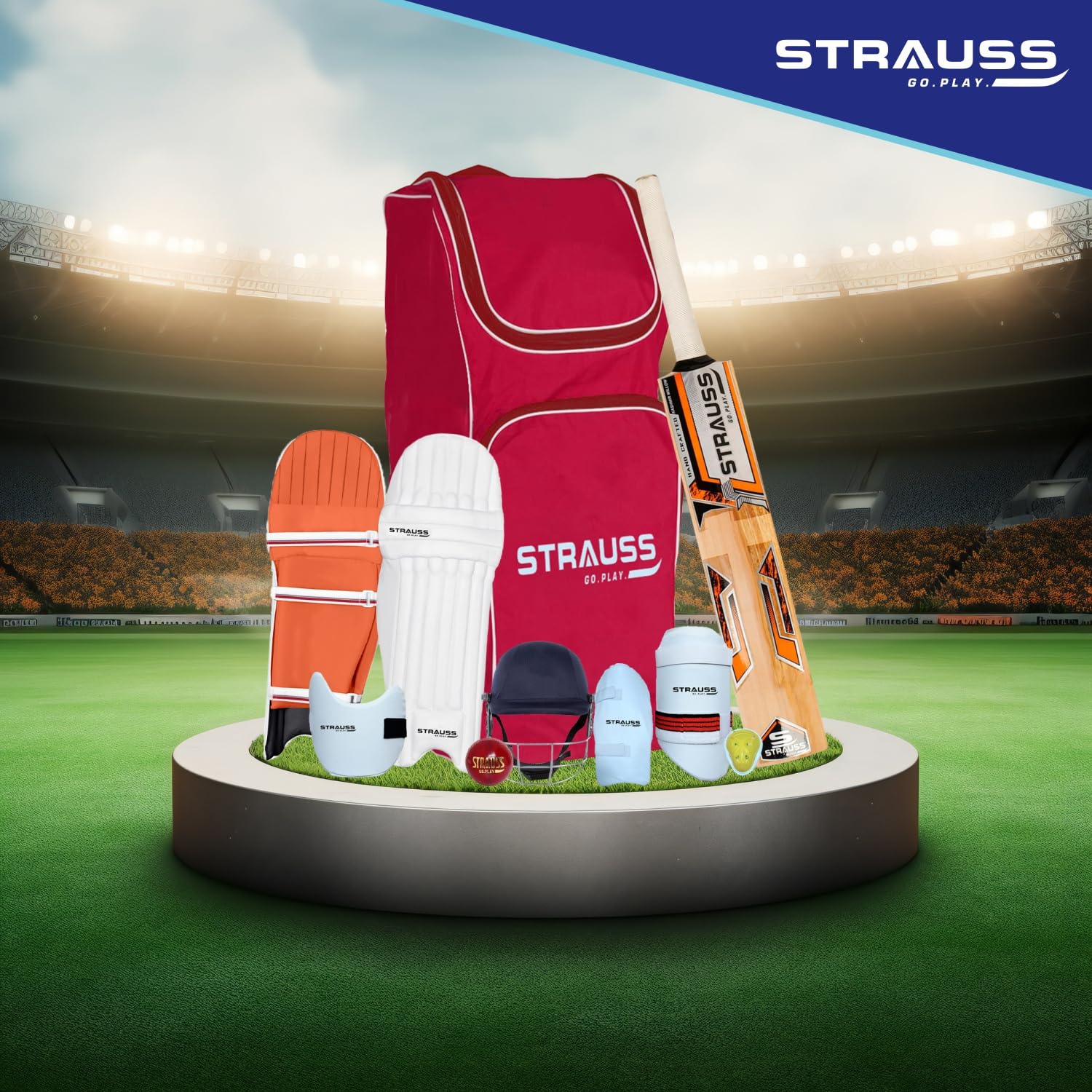 Strauss Kashmir Willow Cricket Kit - perfect for school matches