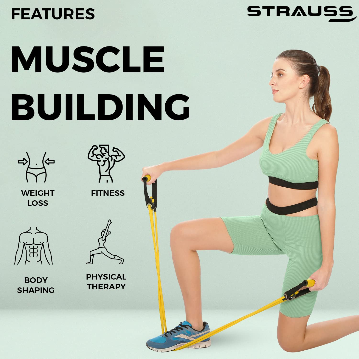 Strauss Triple Resistance Tube Door Anchor for Exercise Stretching Gym Equipment for Strength Training, Home Gym Workouts with Carry Bag 13