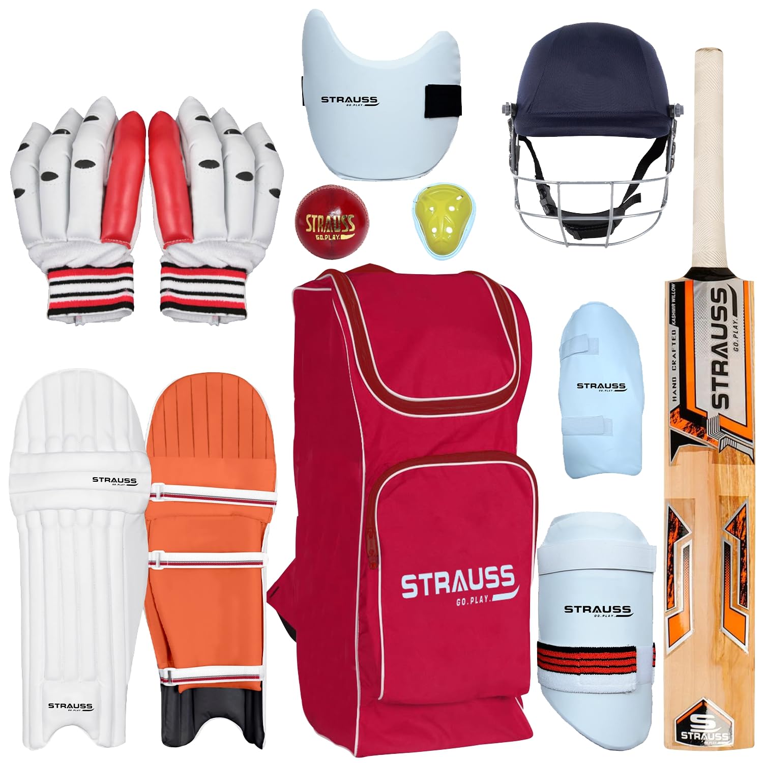 Strauss Kashmir Willow Cricket Kit - spacious kit bag for easy transport