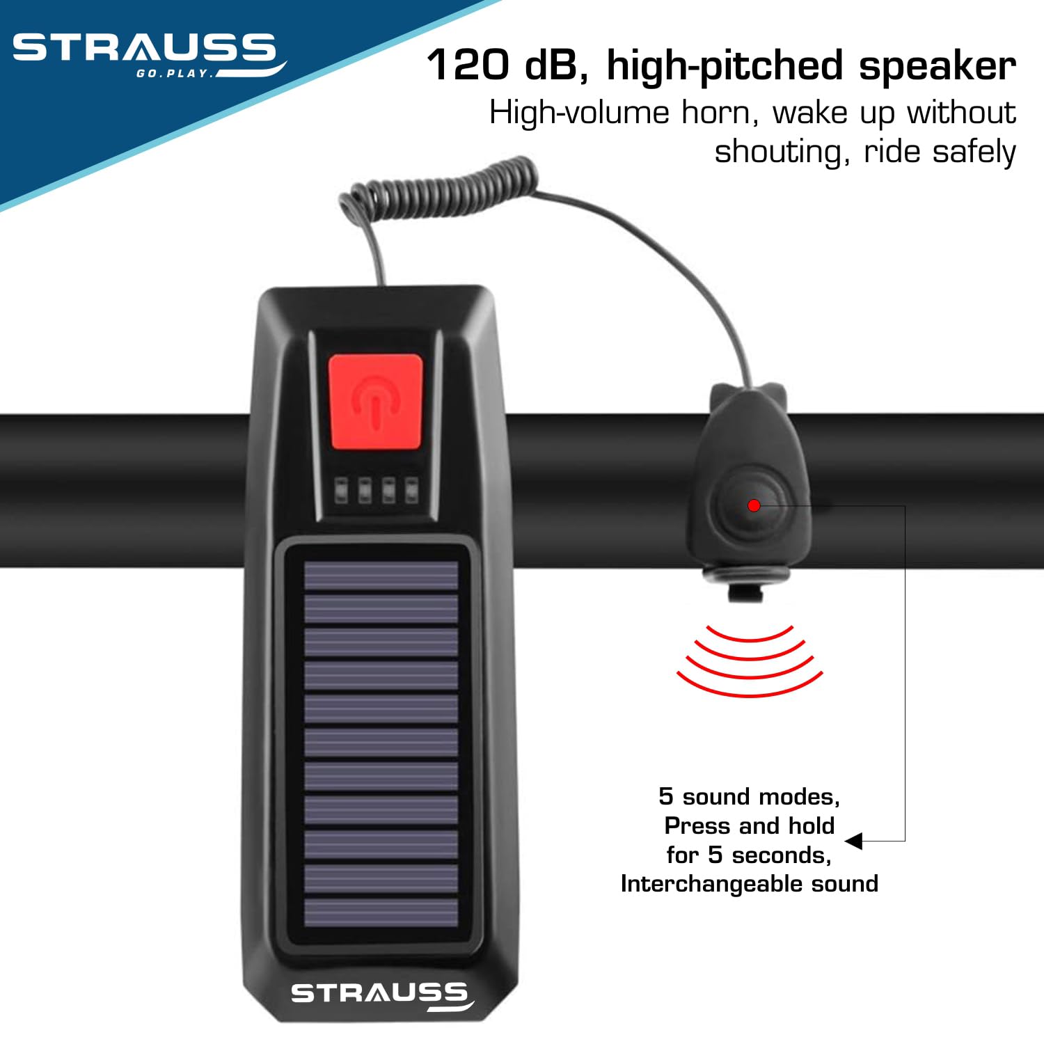 Strauss Solar Headlight - Red color cycling light