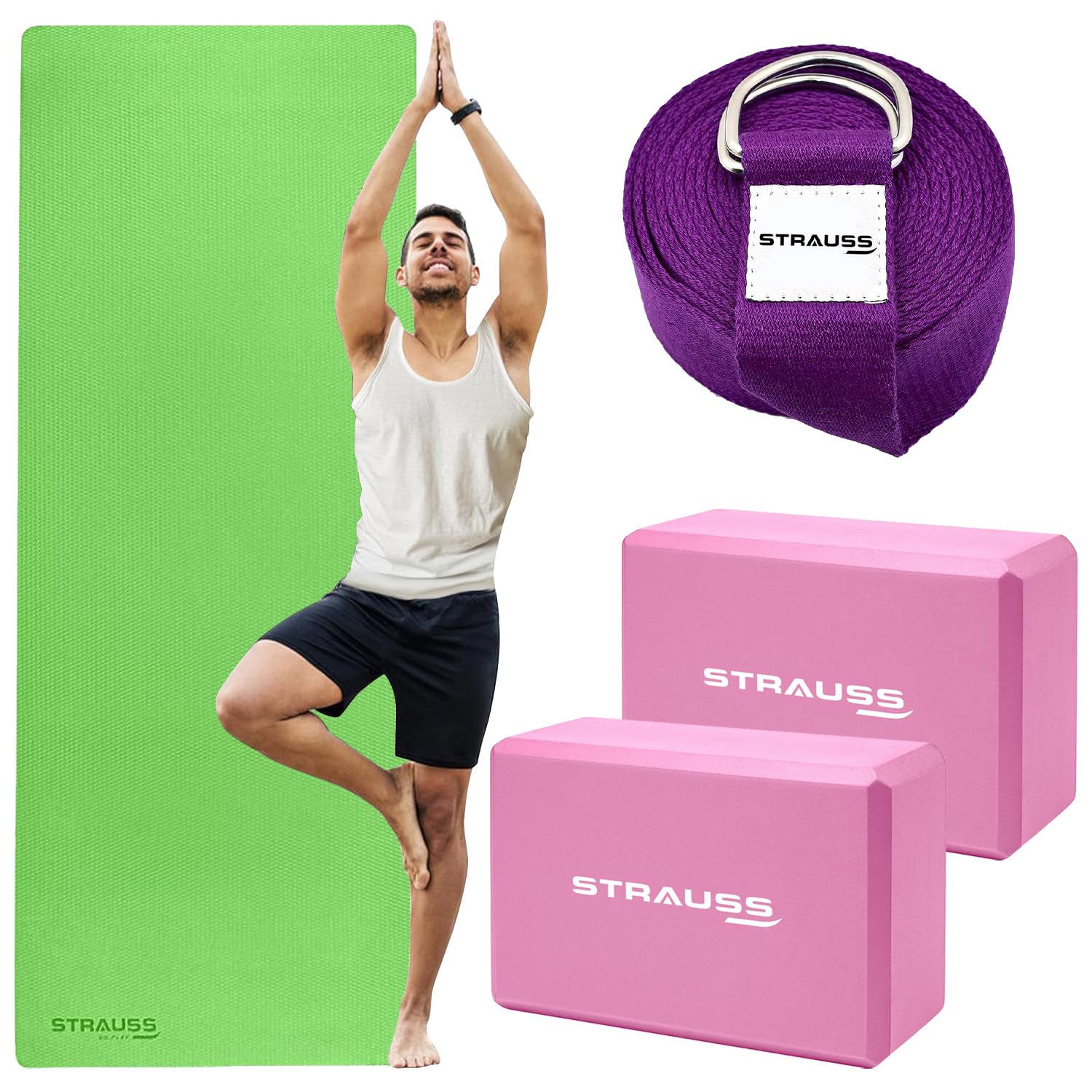 Strauss Yoga Starter Kit - complete yoga set for home practice