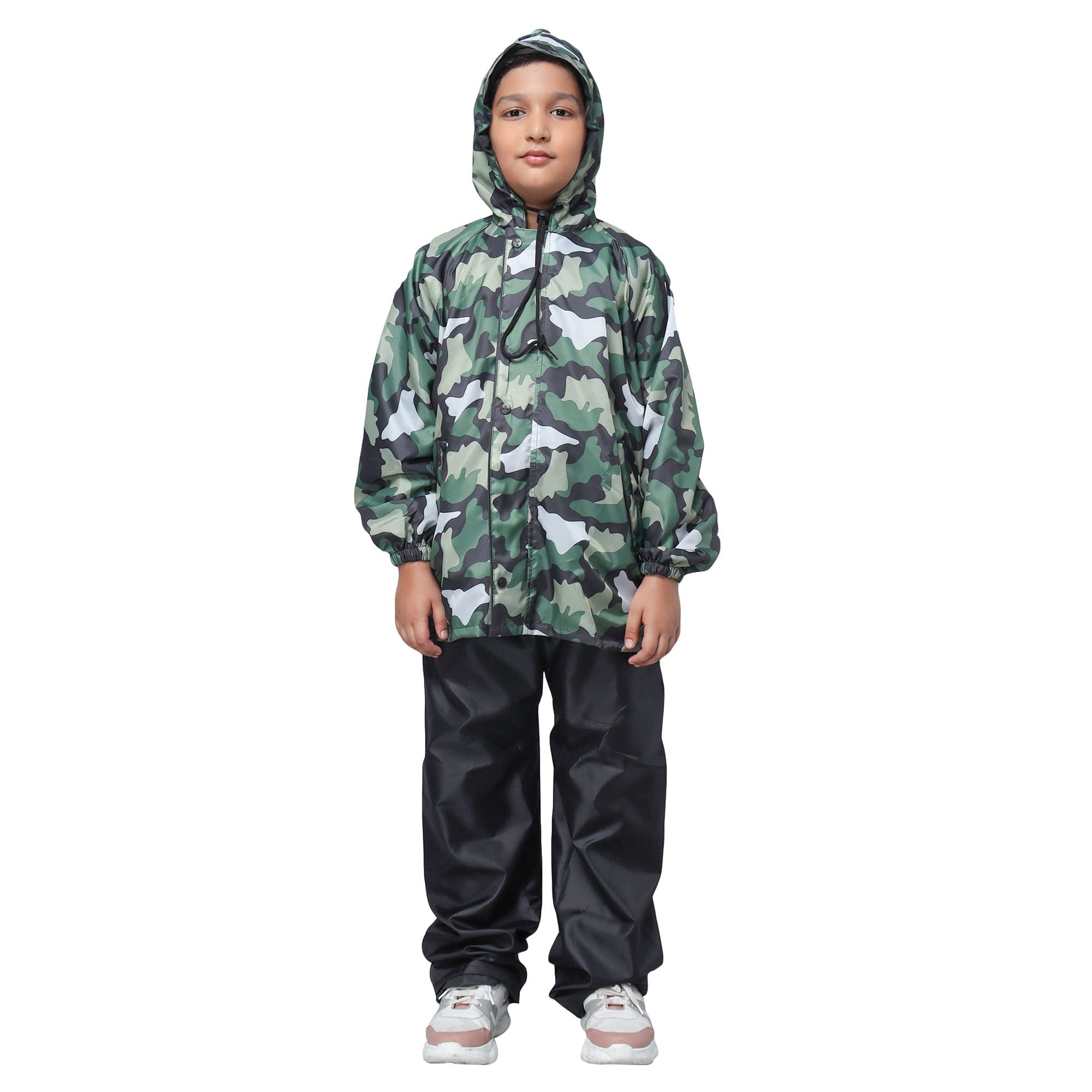 Strauss Sports green camo raincoat - rainy day attire