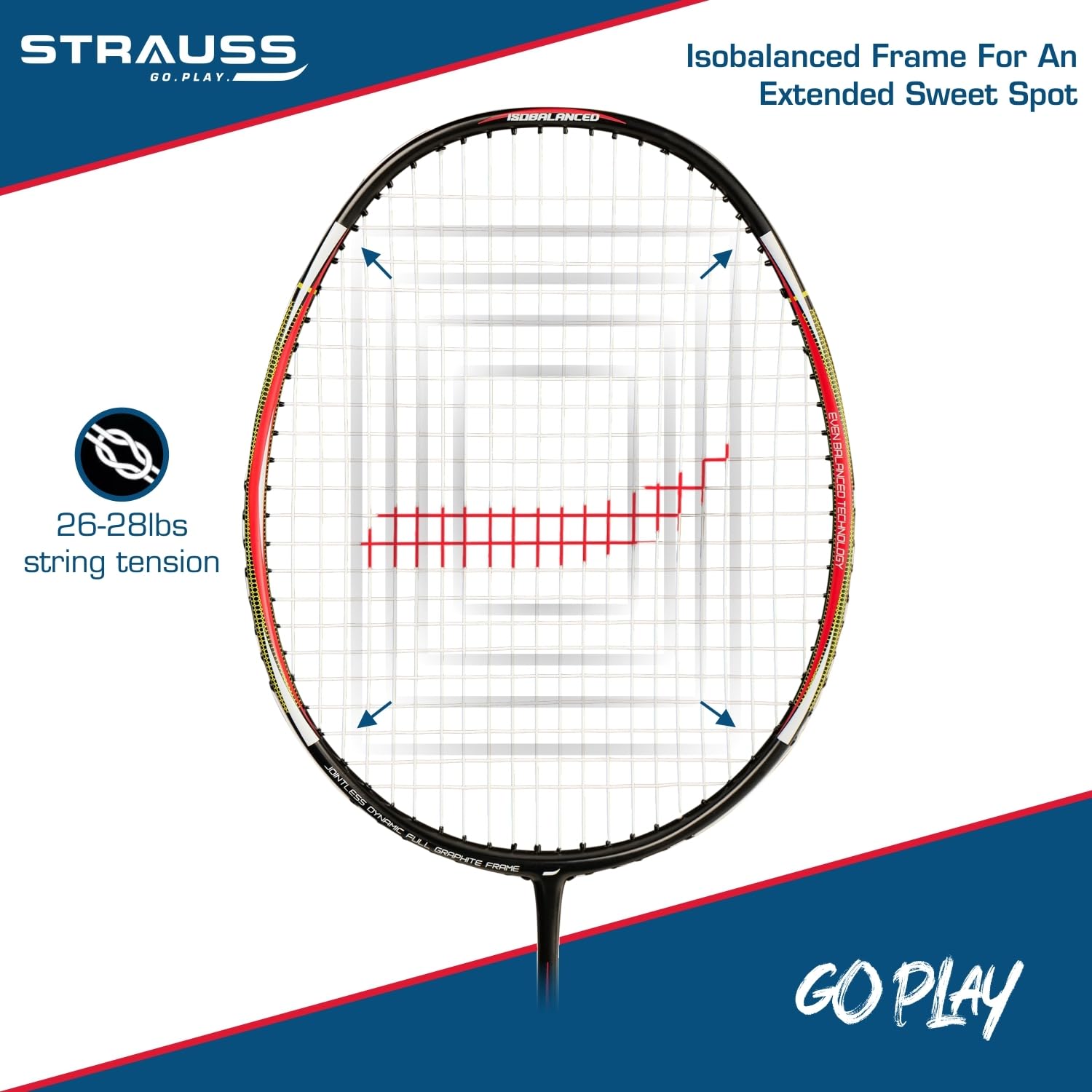 Strauss Sports Pace-7000 Badminton Racquet - Perfect lightweight option