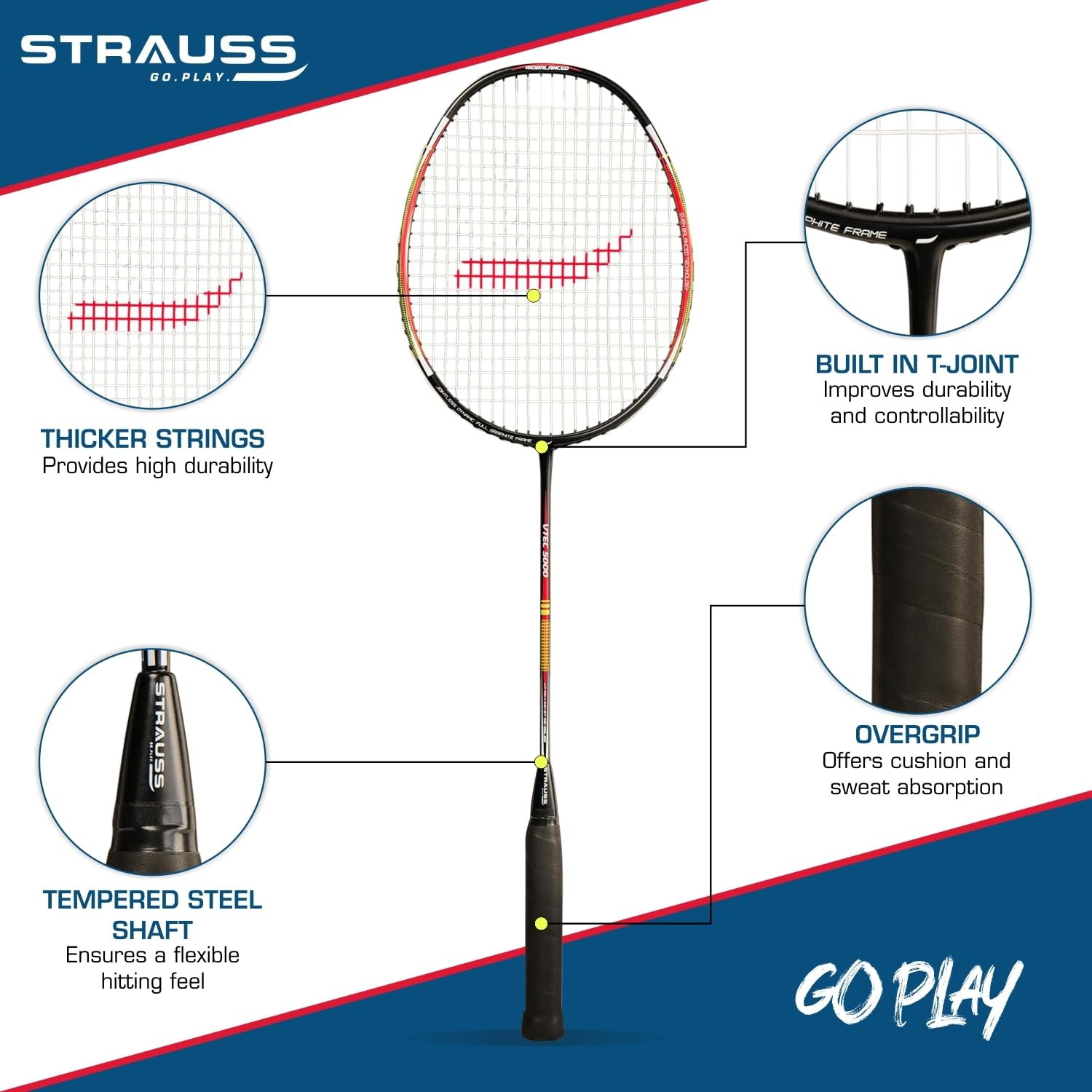 Strauss Sports Pace-7000 with Carry Bag - Convenient transport