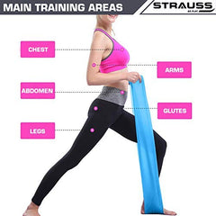 Strauss Yoga Resistance Bands (Pack of 3) and Toning Tube, (Blue)