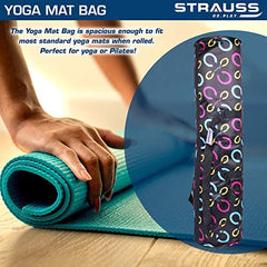 Strauss TPE Eco-Friendly Yoga Mat, 6mm (Blue) and Yoga Mat Bag,Floral (Full Zip)