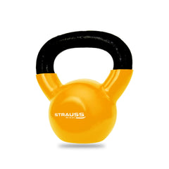 Strauss Premium Vinyl Kettlebell Weight for Men & Women | 8 Kg | Ideal for Home Workout, Yoga, Pilates, Gym Exercises | Non-Slip, Easy to Hold, Scratch Resistant (Yellow)