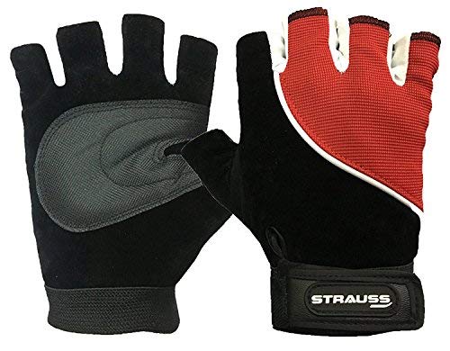 Strauss Bicycle Saddle Seat Cover, (Black), Sporty Cycling/Gym Gloves, Large, (Black/Red)