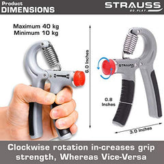 Strauss Wrist Exerciser, Black and Adjustable Hand Grip Strengthener, (Grey/Black)