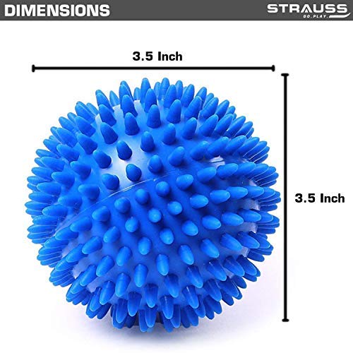Strauss ST-1441 Grid Foam Roller (Black), 33 CM and Acupressure Massage Ball, 3.5-inch (Blue)
