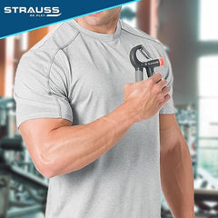 Strauss Adjustable Hand Grip | Adjustable Resistance (10KG - 40KG) | Hand Gripper for Home & Gym Workouts | Perfect for Finger & Forearm Hand Exercises for Men & Women (Black/Grey) | Pack of 5