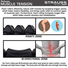 Strauss ST-1441 Grid Foam Roller (Black), 33 cm and Yoga Wheel (Blue)