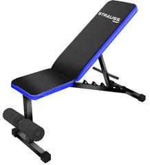 Strauss Adjustable Heavy Duty Workout Gym Bench for Multipurpose Exercise, (Black/Blue)