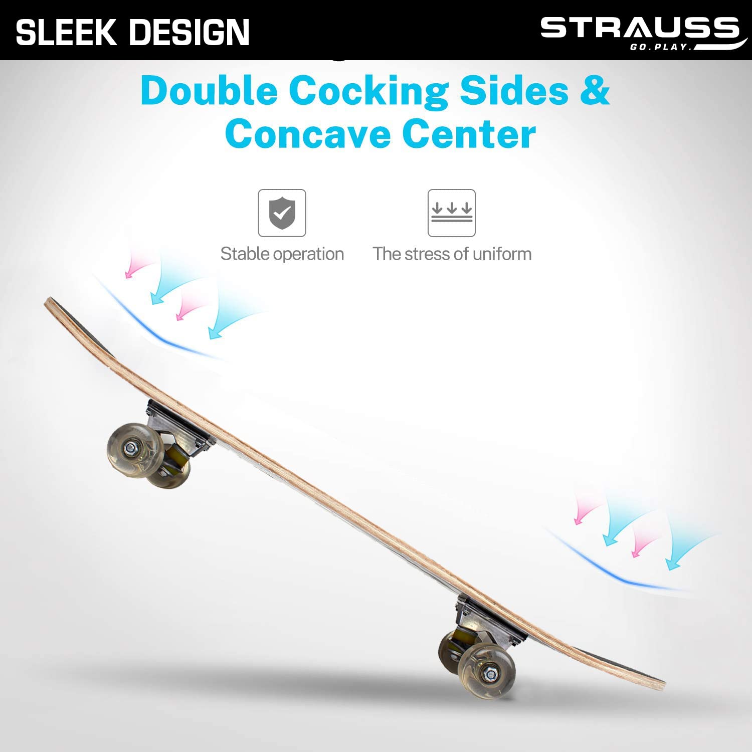 Strauss Bronx Skateboard, (31" x 8") Inches (KD Skateboard)
