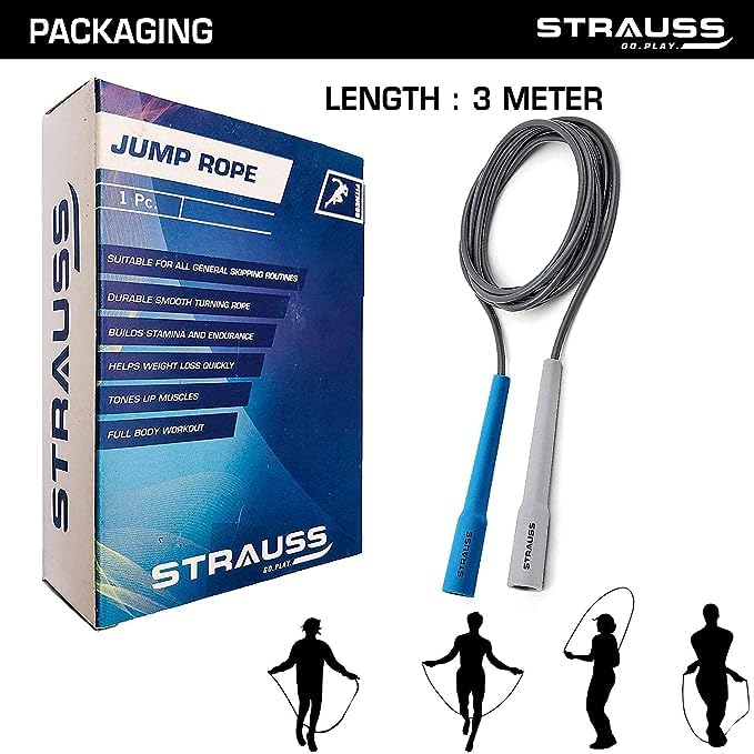 Strauss Skipping Rope, (Grey/Blue) | Pack of 5