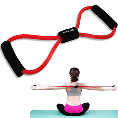 Strauss Yoga Chest Expander | Ideal for Yoga, Gym, Home Workout | Premium Natural Latex, Lightweight, Soft & Comfortable Handle | 8 Shape Toning & Resistance Tube, (Red)