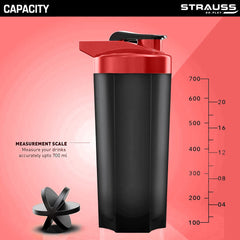 STRAUSS New Recharge Shaker Bottle, (Black/Red)