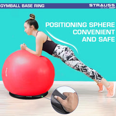 Strauss Gym Ball Base Ring | Round PVC Anti Slip,Thickened & Stable Base| Yoga Ball Fitness Balance Base | Suitable for Home,Gym & Office,(Black)