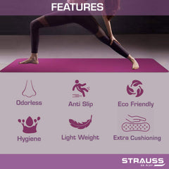 Strauss TPE Eco Friendly Dual Layer Yoga Mat, 6 mm (Pink) and Anti-Slip Yoga Towel (Purple)