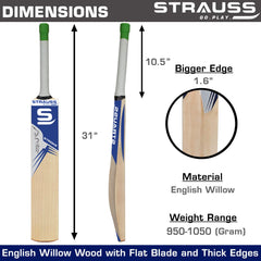 Strauss Stroke Premium English Willow Cricket Bat, (Size-5)