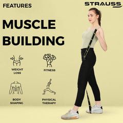 Strauss Multi 8 Loop Yoga Strap & Stretching Belt | Ideal for Yoga, Pilates, Therapy, Dance, Gymnastics, Ballet & Flexibility | Nylon & Cotton Skin Friendly Material