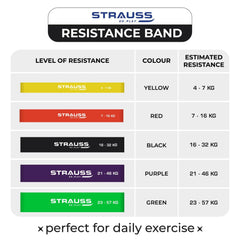 Strauss Resistance Band | Pull Up Bands Ideal for Home Exercise,Chin Ups, Squats & Core Workout | For Gym Men & Women | Resistance Bands, Loop Bands & Toning Bands | Resistance Level: 21-46Kg,(Purple)