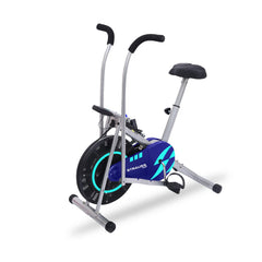 Strauss Stayfit Exercise Bike With Moving or Stationary Handle | Adjustable Resistance With Cushioned Seat and LCD Monitor | Fitness Cycle For Home Gym (Max Weight: 120Kg), Blue