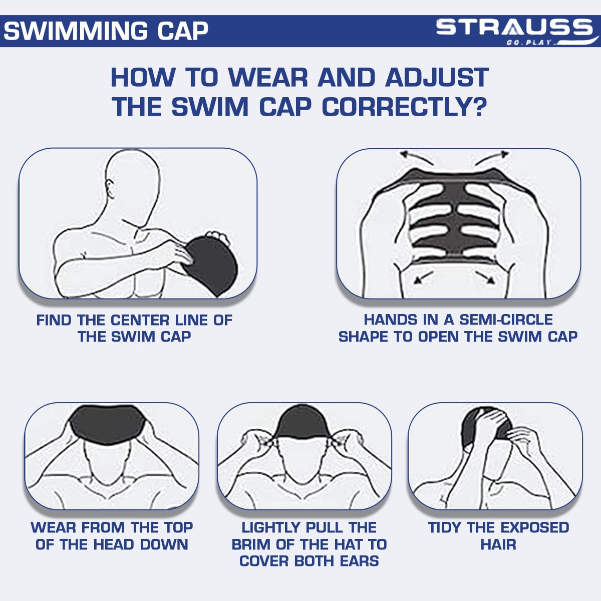 Strauss Latest Designed Swimming Cap | Suitable for Long and Short Hair | Swimming Head Cap with Breathable Fabric | Waterproof Swim Cap for Adult, Woman and Men,(Mix Color)