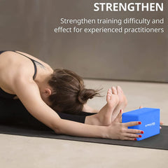 Strauss Yoga Block Pair, (Blue) With Yoga Belt