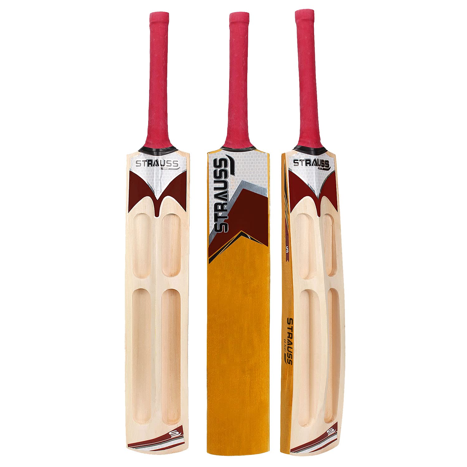Strauss  Supreme Scoop Tennis Cricket Bat, Half Duco, Yellow, (Wooden Handle)