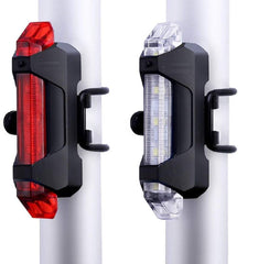 Strauss Bicycle USB Rechargeable 5 LED Head Light & Tail Light Set, (Red & White)