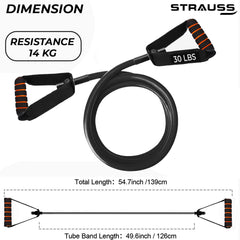 Strauss Single Resistance Tube with Foam Handle Bag and Door Knob, 13 Kg, (Black)