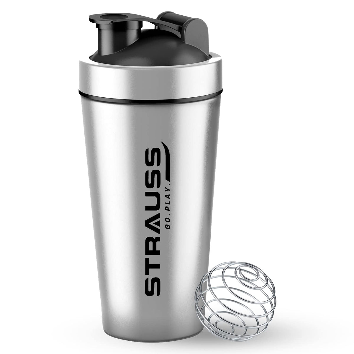 STRAUSS Stainless Steel Shaker Water Bottle, Silver (Pack of 1)