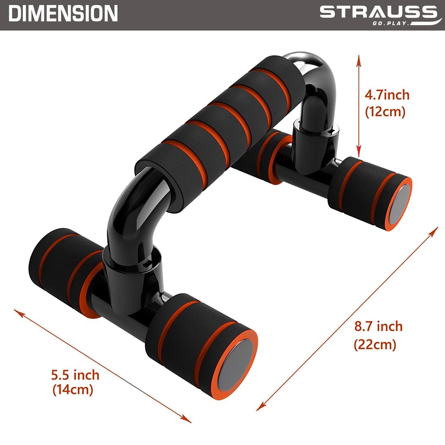 Strauss Moto Push up Bar, Pair (Black/Orange)