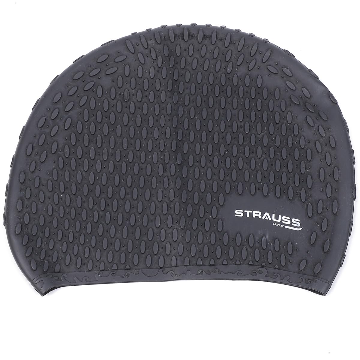 Strauss Latest Designed Swimming Cap | Keeps Hair Clean with Ear Protector | Suitable For Long and Short Hair | Swimming Head Cap With Breathable Fabric | Waterproof Swim Cap for Adult, Woman and Men ,(Black with Pattern)