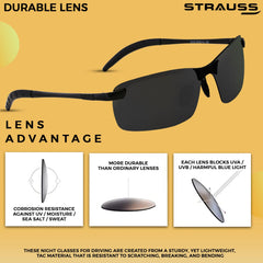 STRAUSS UV 400 Sunglasses, (Black)
