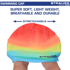 Strauss Latest Designed Swimming Cap | Suitable for Long and Short Hair | Swimming Head Cap with Breathable Fabric | Waterproof Swim Cap for Adult, Woman and Men,(Mix Color)