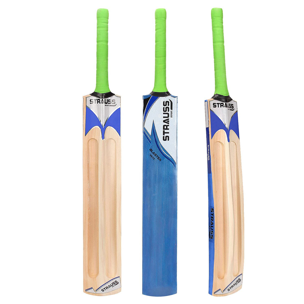 Strauss  Blaster Scoop Tennis Cricket Bat, Half Duco, Blue, (Wooden Handle)