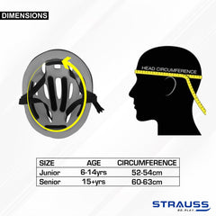 Strauss Cycling Helmet, Elite | Light Weight with Superior Ventilation | Mountain, Road Bike & Skating Helmet with Premium EPS Foam Lining| Ideal for Adults and Kids| Size: Junior, (Black and Red)
