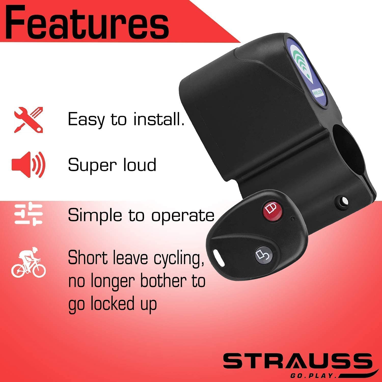 Bicycle Wireless Security Alarm Lock with Remote (Smart Sensor Alarm)(Pack of 2)