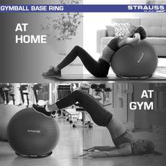 Strauss Gym Ball Base Ring | Round PVC Anti Slip,Thickened & Stable Base| Yoga Ball Fitness Balance Base | Suitable for Home,Gym & Office,(Black)