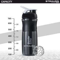 STRAUSS Blender Protein Shaker Bottle | Gym Shaker | Sipper Bottle | Gym Bottle