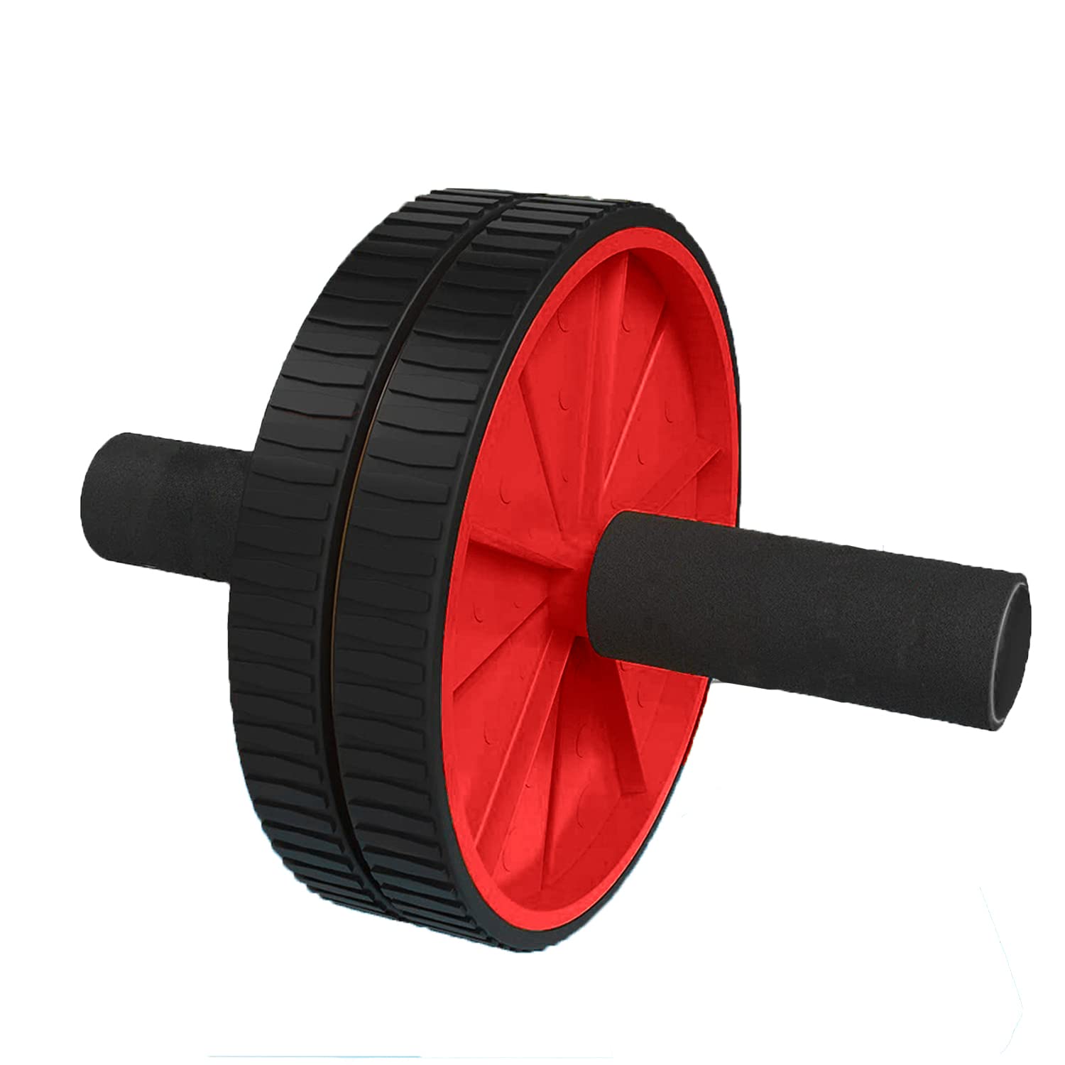 Strauss Premium Exercise Wheel Ab Roller with Foam Handles, (Red)