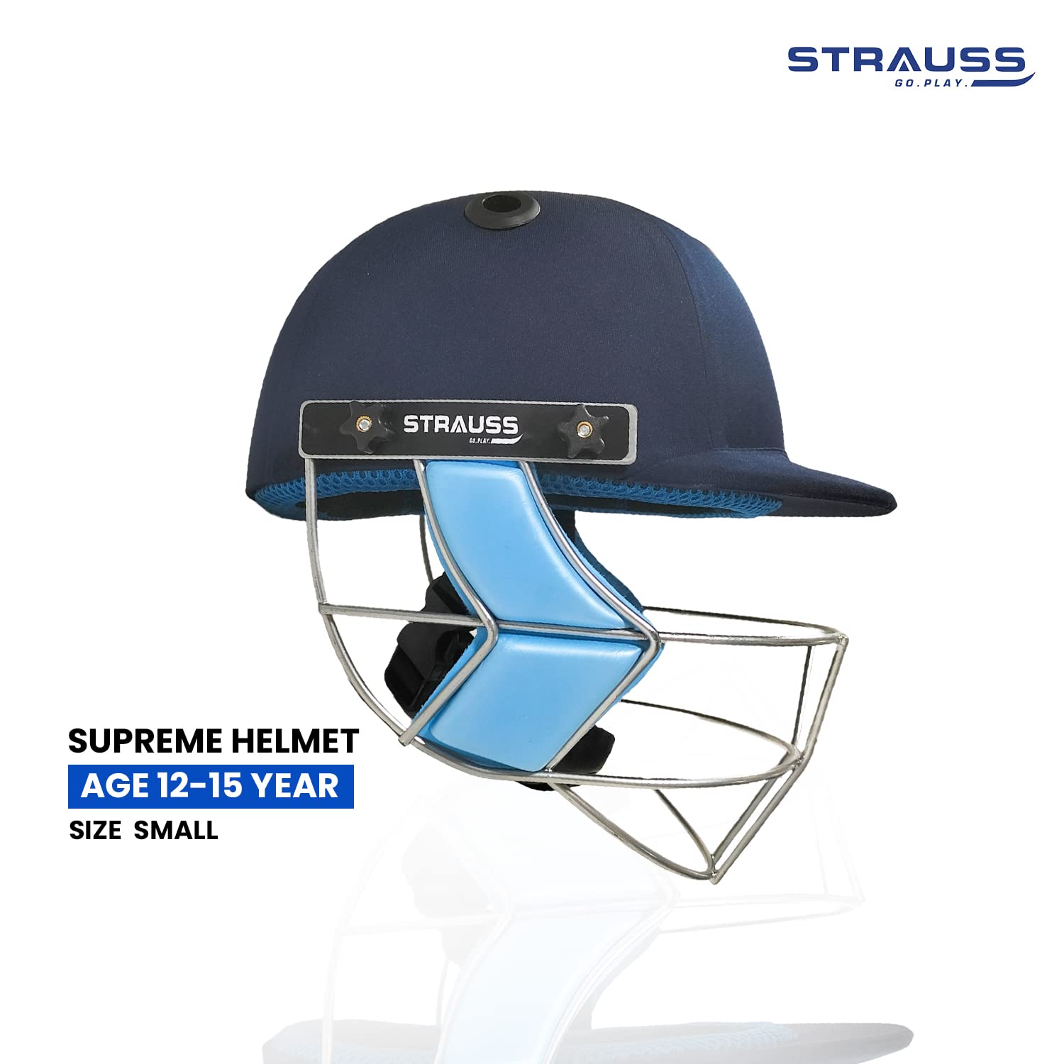 Strauss Supreme Cricket Helmet with Detachable Steel Grill |Size-Small, Age Group (12-15 Years)