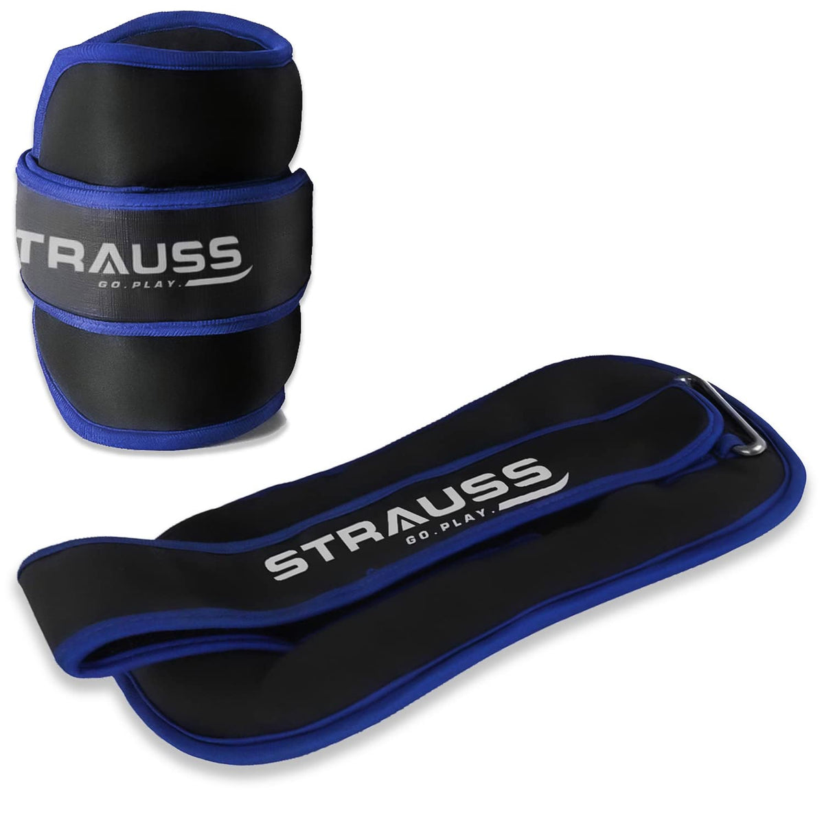 Strauss Round Shape Ankle Weight, 1 Kg (Each), Pair, (Blue)