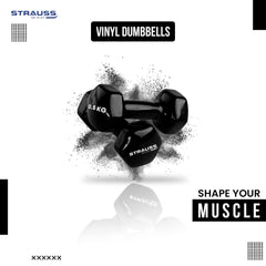 Strauss Premium Vinyl Dumbbells Weight for Men & Women | 0.5 Kg (Each) | 1 Kg (Pair) | Ideal for Home Workout, Yoga, Pilates, Gym Exercises | Non-Slip, Easy to Hold, Scratch Resistant (Black)