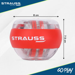Strauss Wrist Gyro Ball | Ideal For Wrist Training, Strengthening Arms, Fingers, Wrist Bones and Muscles | Power Wrist Ball, Hand Enhancer, Forearm Exerciser,Self-Starting Wrist Trainer Ball with LED Light,(Red)